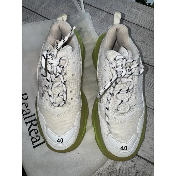 Balenciaga Triple S Womens Sneakers Size 40 EU / 10 US Neon Green Clear Sole - Picture 2 of 14